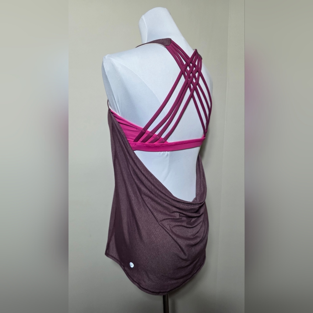 Lululemon Athletica  Size 8 Purple Wild Cherry Electric 2-1 Heathered Tank